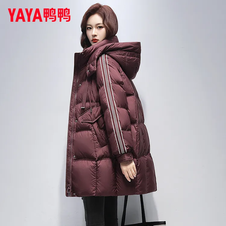 YAYA/鸭鸭中长款羽绒服女冬季2025新百搭加厚设计感休闲保暖外套