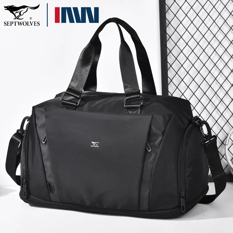 七匹狼男士出差背提包旅行包多功能手提包大容量新款正品行李包袋