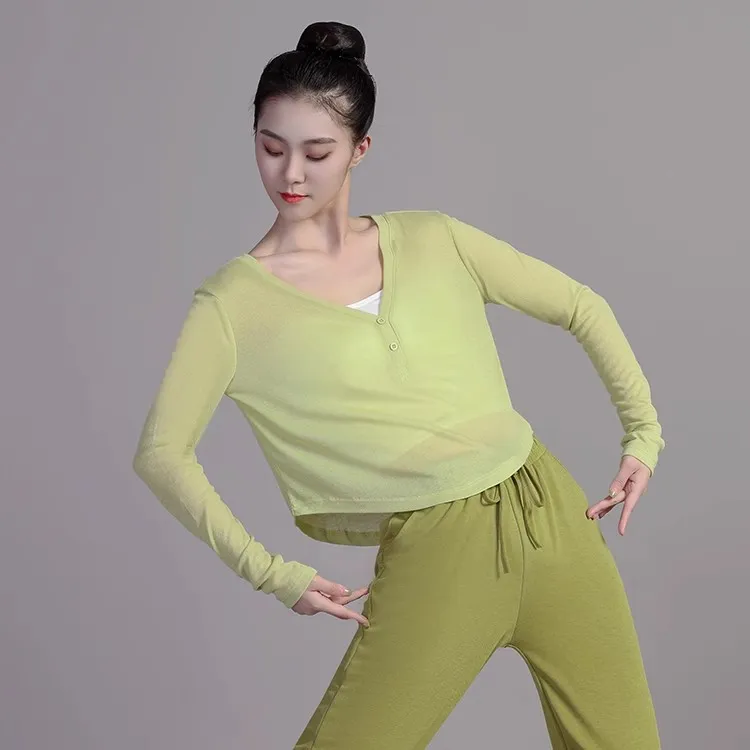 针织薄款夏季服女现代舞练功服古典舞演出服爵士舞中国舞时尚服装