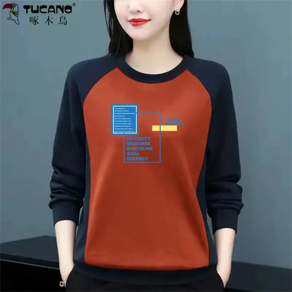 啄木鸟正品纯棉加绒加厚卫衣女长袖秋冬新款女士上衣2024冬装女装