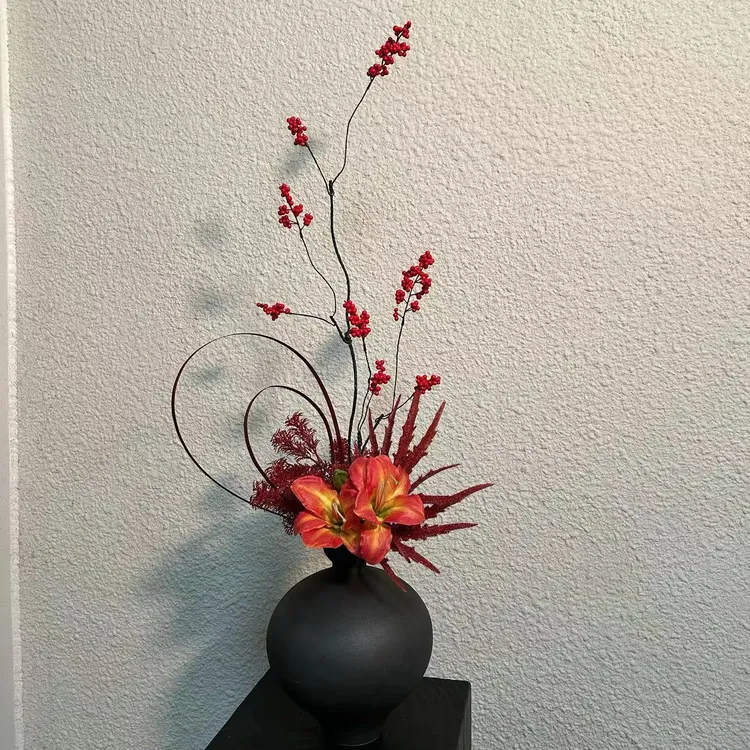 忘忧 设计师原创手扎花束仿干花仿真花景德镇陶瓷花瓶套餐厅玄关