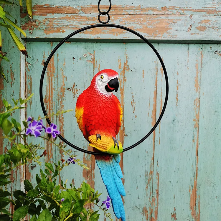 花园庭院装饰摆件户外创意仿真动物露台院子阳台布置造景鹦鹉挂件