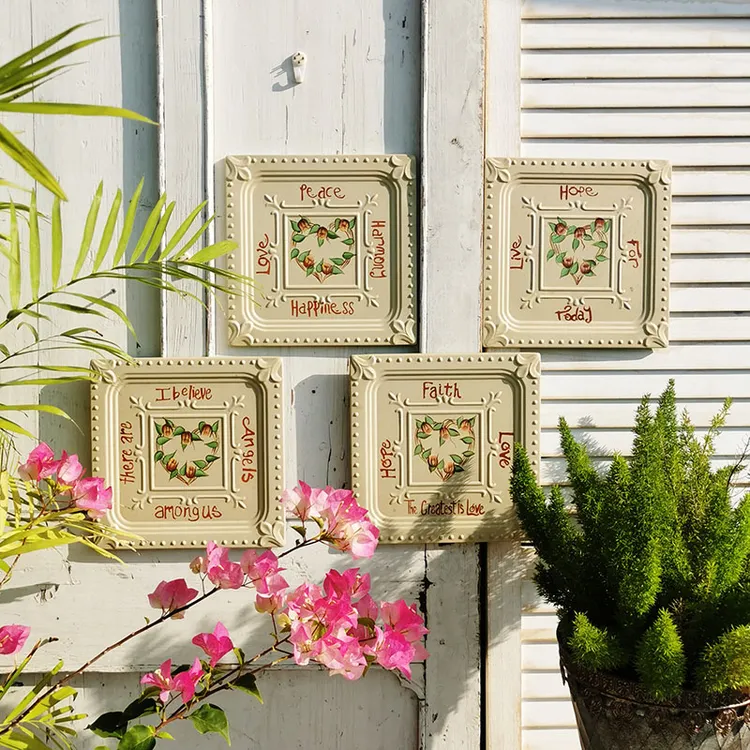 铁艺墙面装饰画手绘美式乡村复古壁饰挂件庭院户外花园墙面装饰