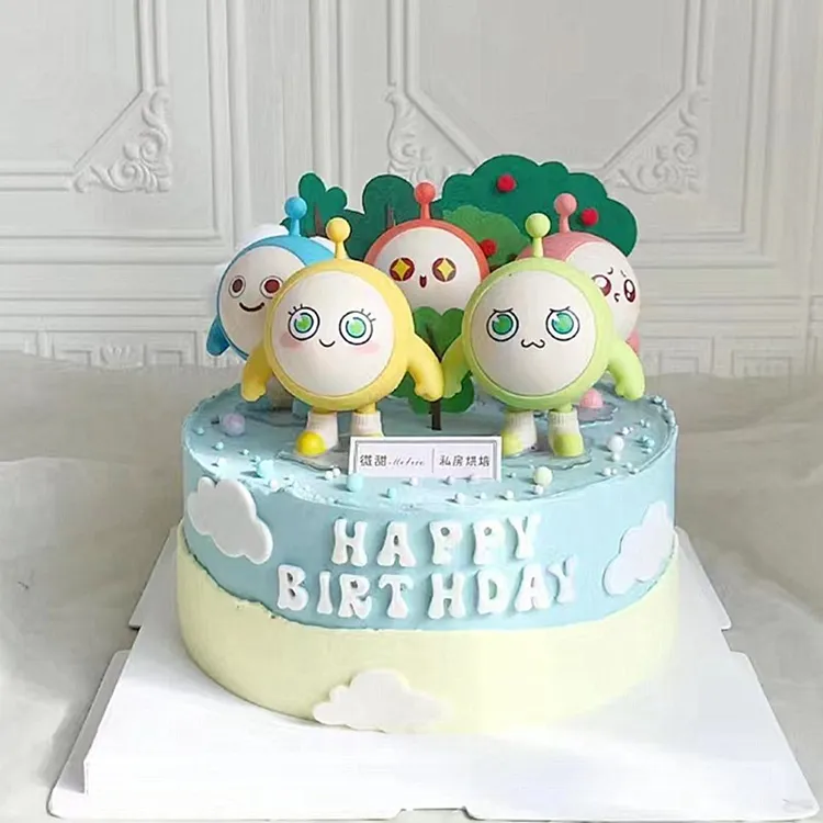 卡通蛋仔玩具公仔儿童生日蛋糕派对蛋糕装饰摆件男孩甜品台配件
