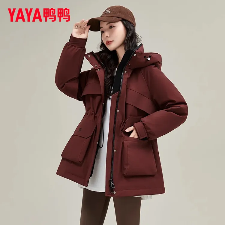 YAYA/鸭鸭羽绒服女中长款冬时尚百搭简约显瘦保暖外套YE4B616345L