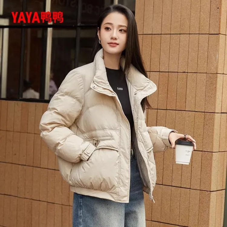YAYA/鸭鸭羽绒服女短款休闲百搭韩版潮流立领通勤外套YE3B634082N