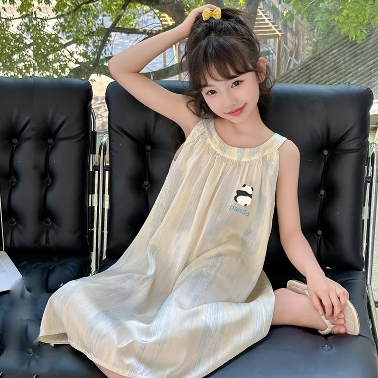 冰丝女童睡裙新款夏季薄款大童女孩公主风吊带家居服248066