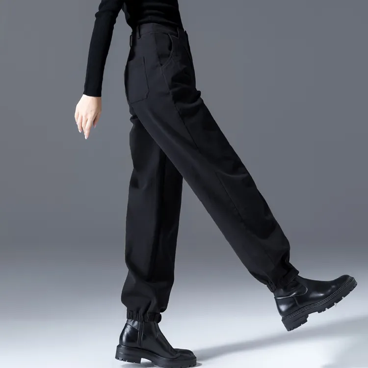 冬季工装裤女2025新款束脚爆款裤子秋冬加绒女裤休闲运动裤哈伦裤