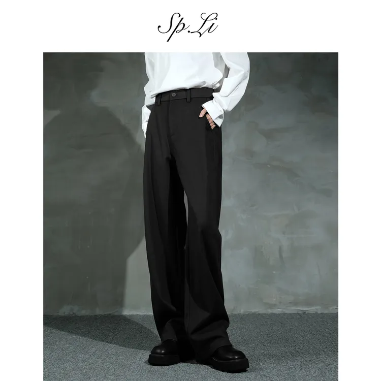 SPLi【三本针西裤】‘斜纹呢子’西裤男秋冬宽松直筒休闲裤百搭西装裤