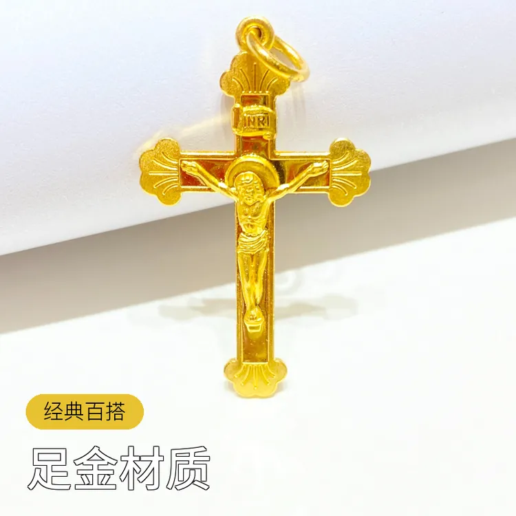 Chow Tai Seng/周大生黄金足金吊坠十字纯金复古黄金吊坠时尚百搭