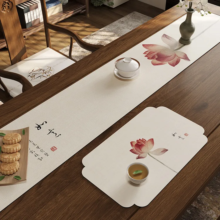 吸水茶席垫新中式喝茶垫子禅意桌布防烫硅藻泥茶垫桌旗轻奢高级感