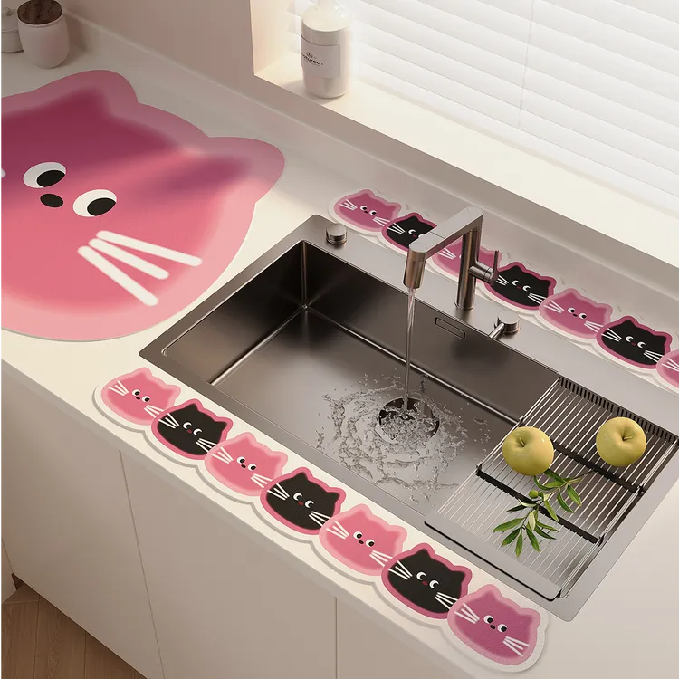 厨房水龙头挡水条洗手台软硅藻泥沥水垫防溅水吸水垫卫生间台面垫