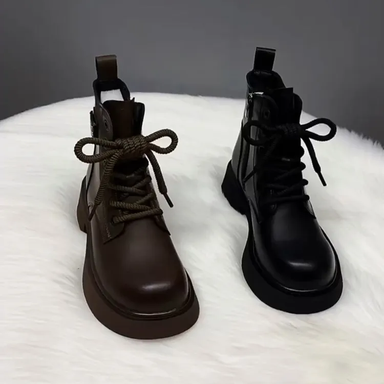爆款厚底马丁靴女新款秋冬英伦风单靴增高显瘦加绒美拉德短靴女鞋