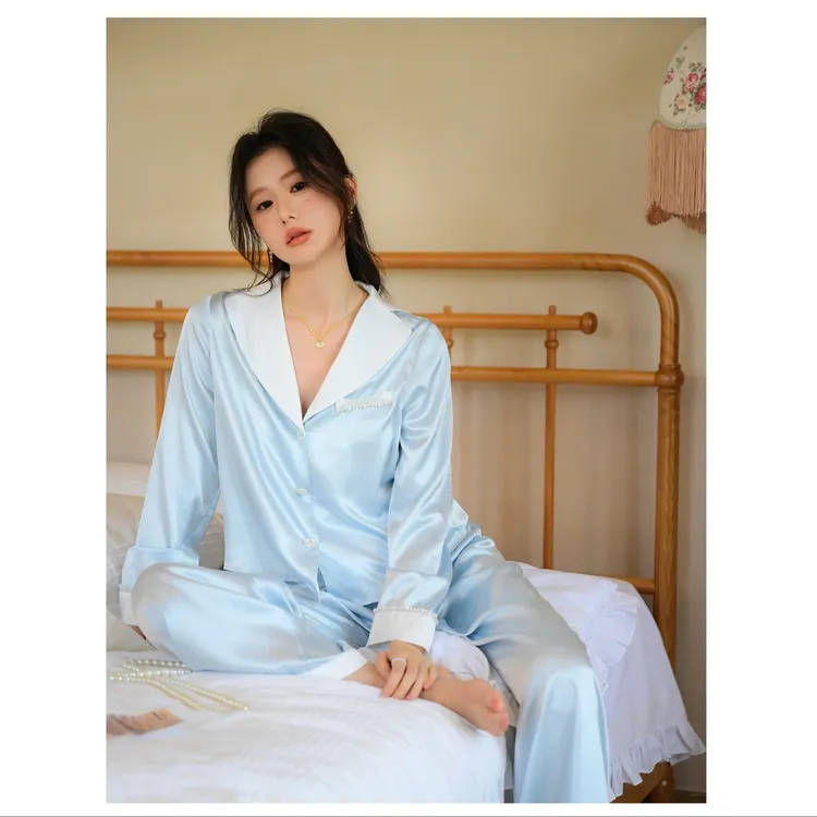 【珍珠水晶钻高定】睡衣女士长袖宽松休闲可外穿家居服套装L9142
