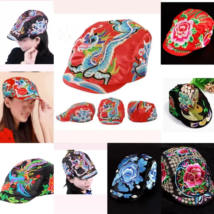 绣花鸭舌帽女士民族风前进帽