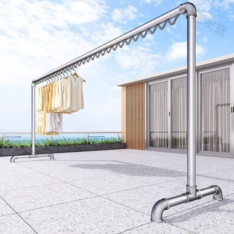 【顺丰包邮】晾衣杆落地加厚特粗晒被挂衣服凉衣杆阳台水管防风衣架