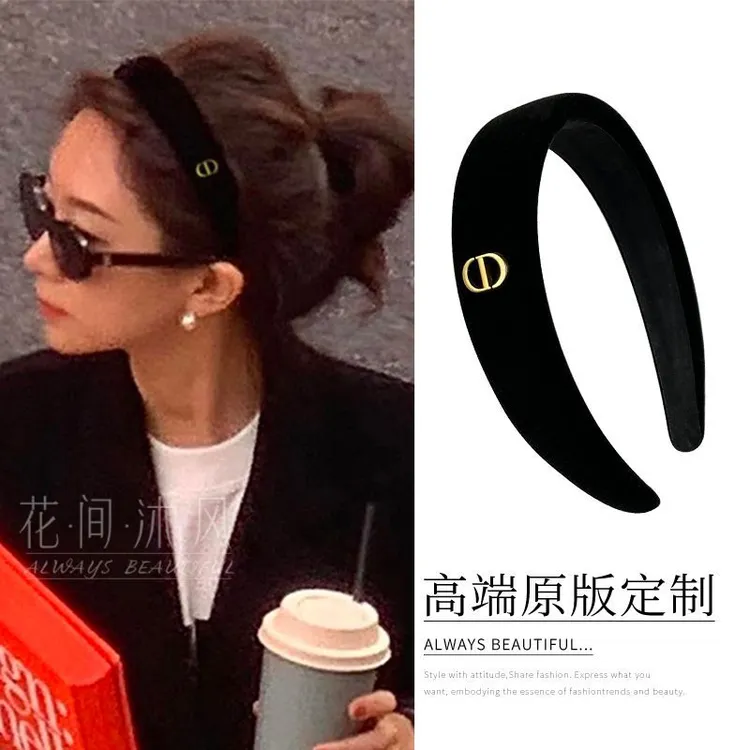 Fever同款黑色丝绒发箍高级感高颅顶头箍圆脸显瘦复古港风发卡女