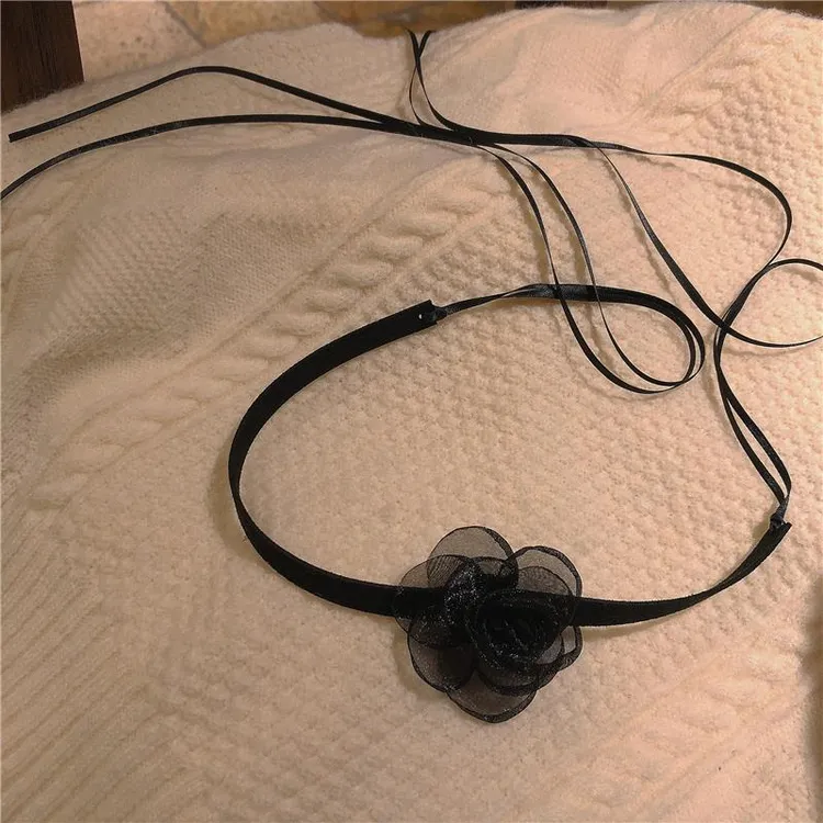 项链手链两用复古黑色花朵项圈法式优雅名媛ins小众甜美choker