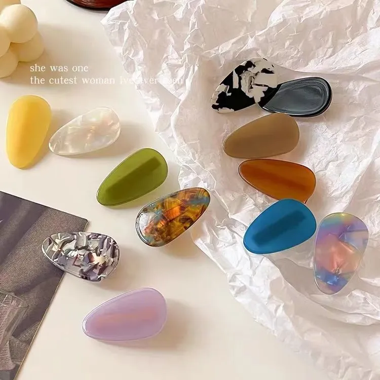 韩国ins百搭简约少女彩色水滴对夹小发卡刘海碎发夹子侧边夹