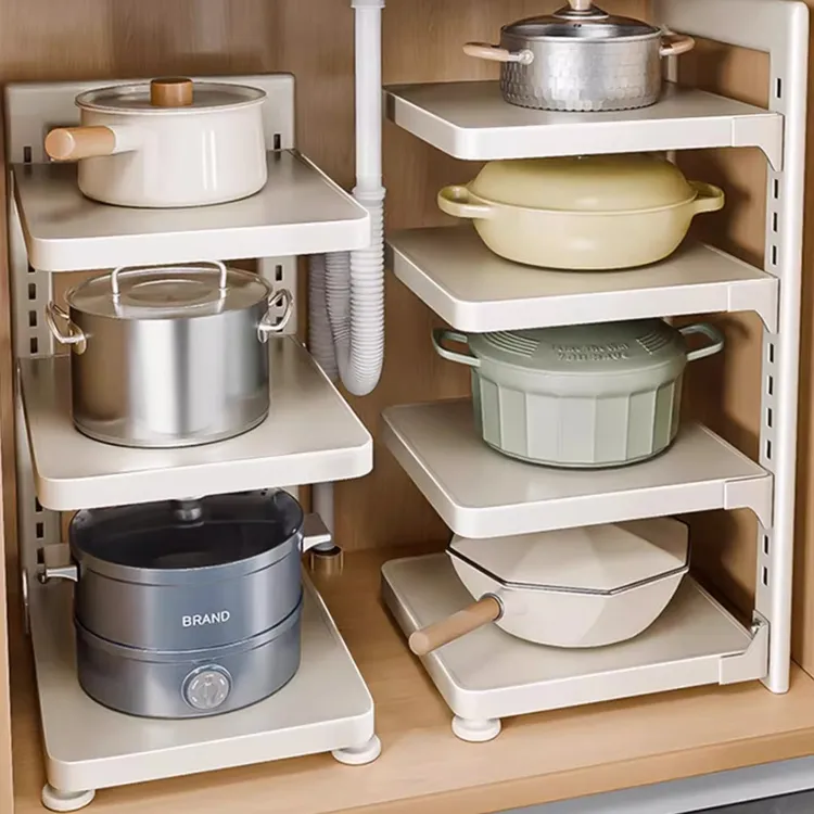 厨房置物架落地锅具收纳架转角家用电饭煲分层锅架下水槽放锅架子