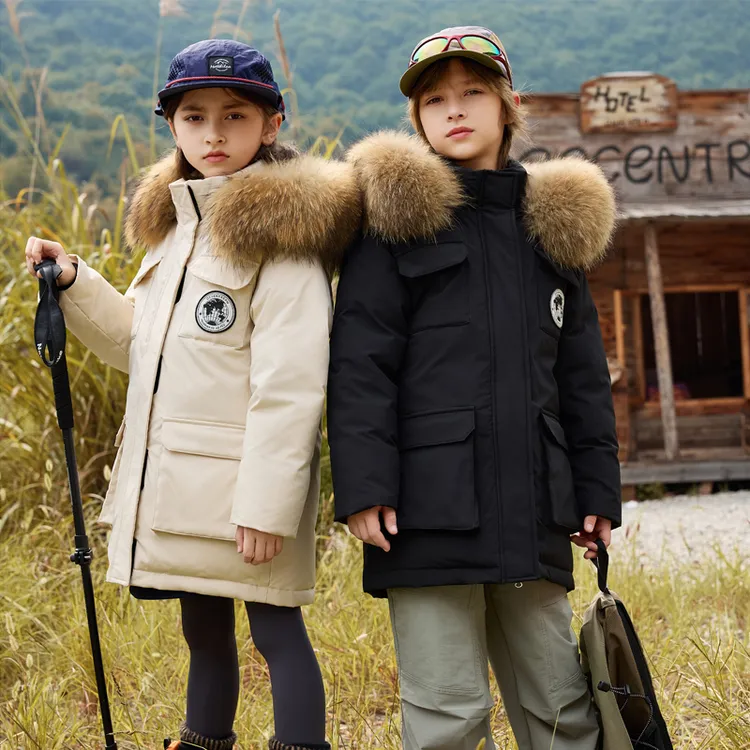 25新款亲子装儿童羽绒服中长款男童女童中大童冬季冲锋衣加厚外套