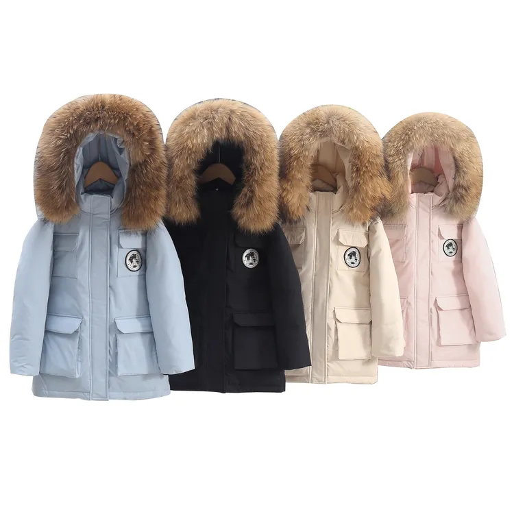 25新款大学生冲锋衣羽绒服中长款儿童男女童冬季工装风外套加厚