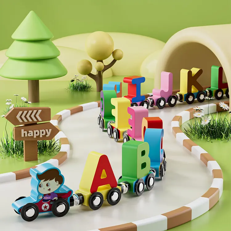 【暑假礼物】27节磁性积木字母拼音小火车男女孩拼搭玩具可爱卡通