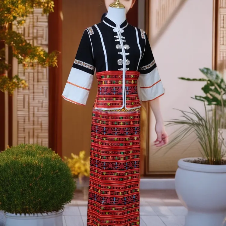 【黎之锦】海南少数民族风黎锦筒裙套装长裙黎族半身裙黑色秋季女装