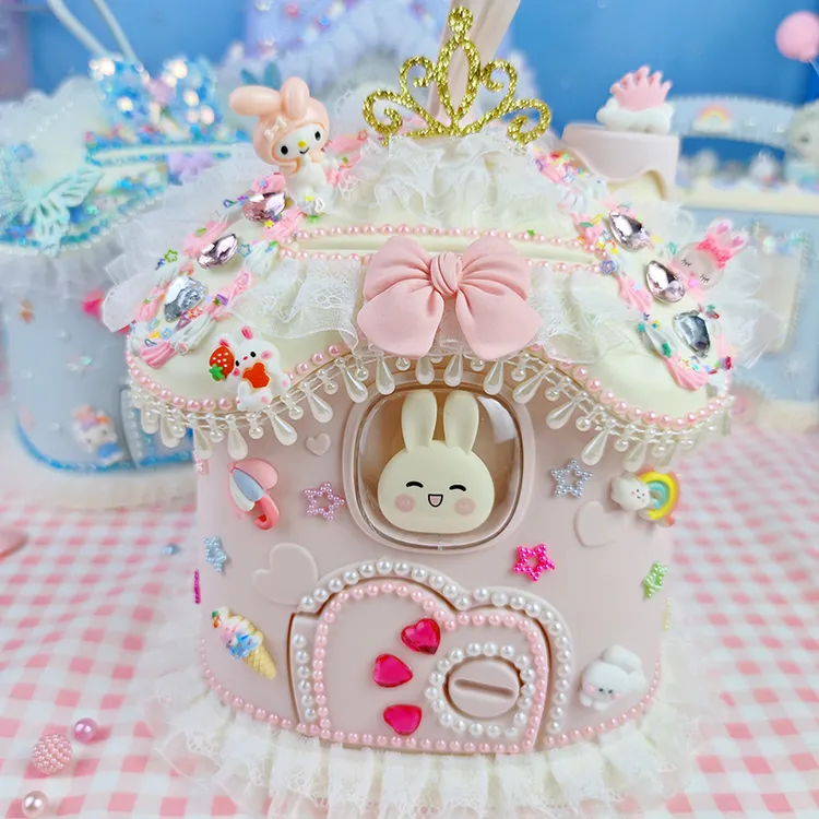 儿童diy可爱存钱罐女童手工自制作材料包幼儿园奶油胶玩具 储蓄罐