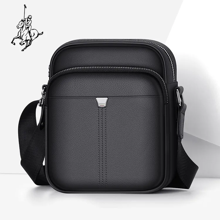 保罗真皮单肩包男士包包竖款男包商务休闲韩版真皮斜挎包小背包潮