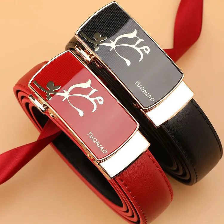 保罗皮带女士真皮女款爆款2024新款自动扣百搭牛皮时尚腰带牛仔裤