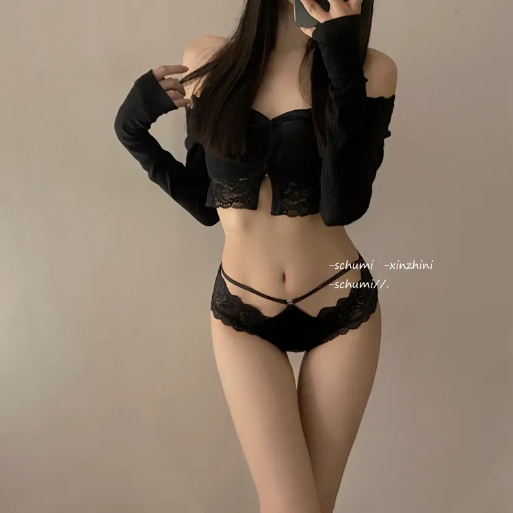 暧昧心机~Yi Nian纯欲内裤女性蕾丝镂空薄款透气诱惑中腰三角裤