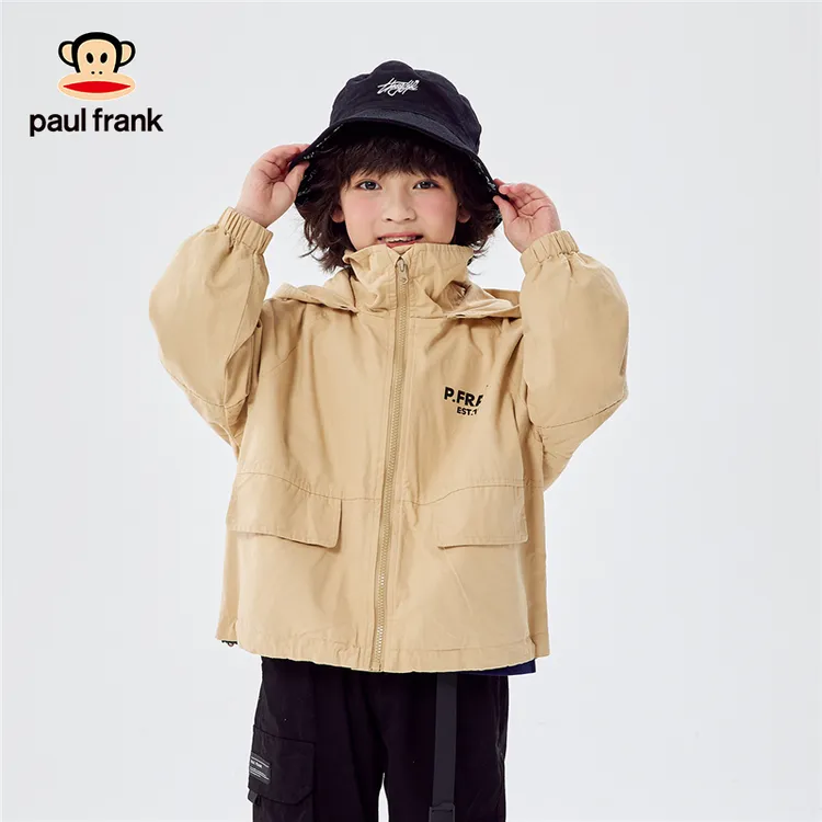 paul frank/大嘴猴男女童童装开衫梭织连帽夹克外套PFCCO223527F