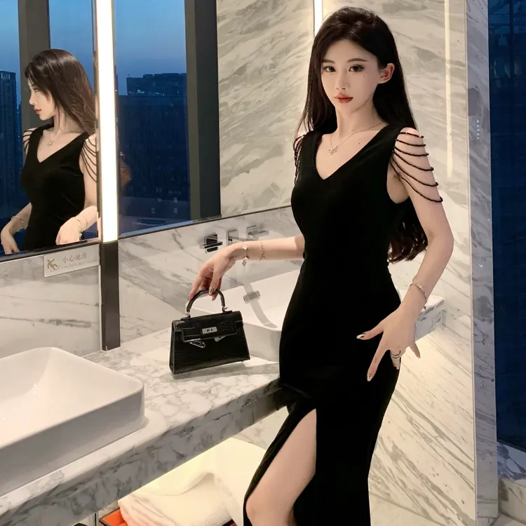 晚礼服女气场女王宴会2025新款高端名媛气质鱼尾黑色轻奢小众高端