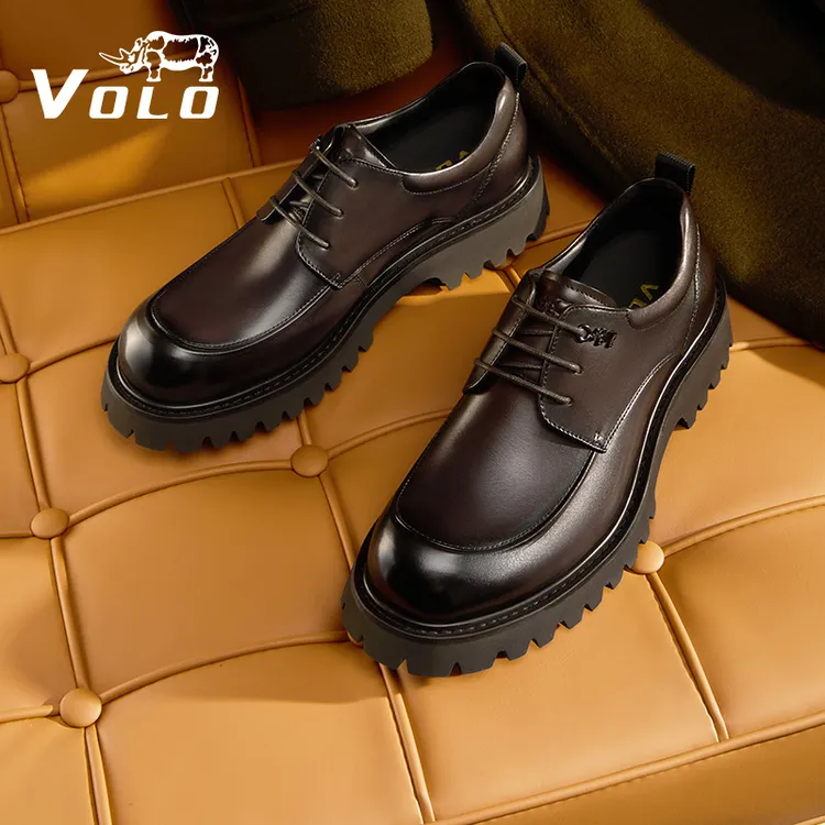 VOLO/犀牛皮鞋男款新款秋季男士休闲鞋真皮增高厚底大头鞋正品
