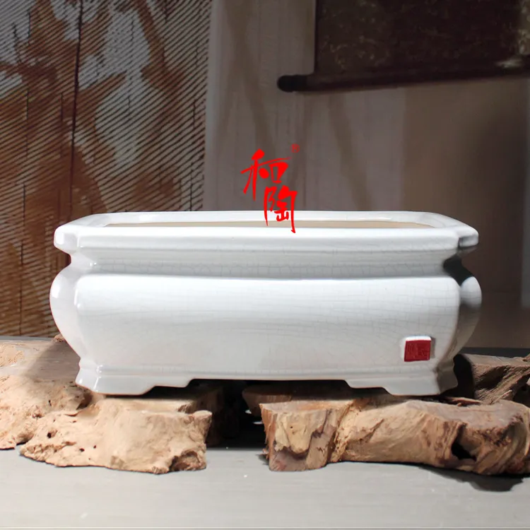 花盆陶瓷长方大口径石湾盆绿植盆栽复古冰裂釉陶瓷花盆