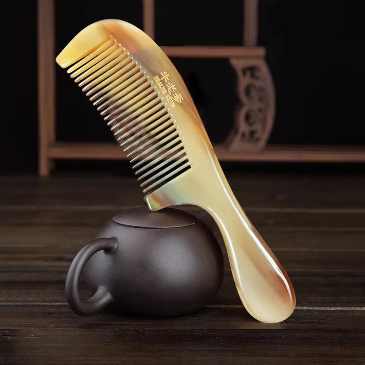 真牛角梳子天然正品女士专用长发家用发头部经络按摩梳牦牛角梳子