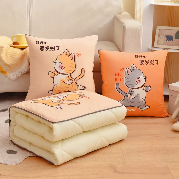 水晶绒抱枕被子两用多功能车载卡通夏被办公室午睡空调被枕松弛感商品图