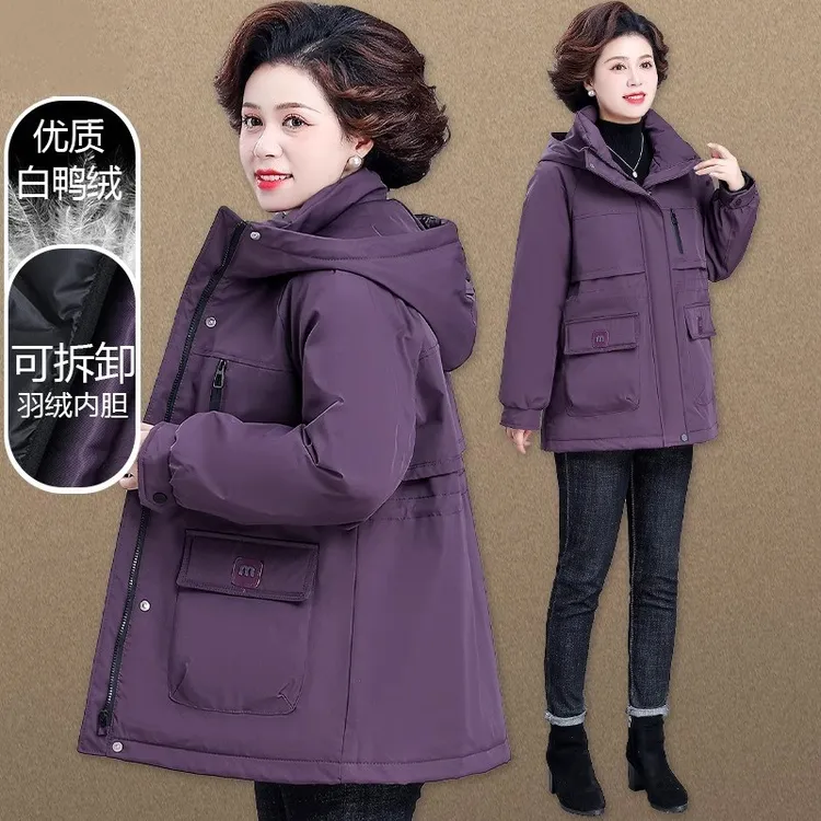 中老年女款秋冬装可拆卸三合一冲锋衣外套2025新款妈妈冬季羽绒服