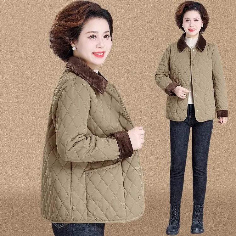 中年妈妈冬装轻薄羽绒棉服2025新款小棉袄中老年女装秋冬大码棉衣