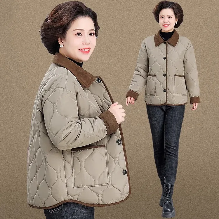 中年妈妈秋冬外套2025新款中老年女冬装小棉袄时尚短款羽绒棉衣服