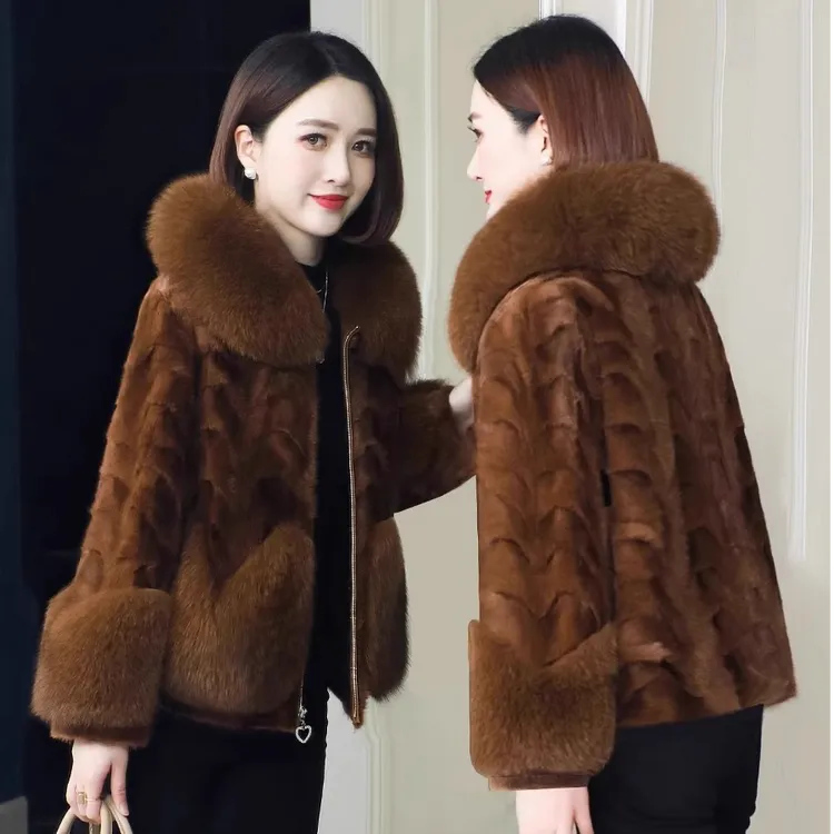 2024年海宁水貂冬季新款皮草加厚保暖大衣女气质短款高贵时尚外套