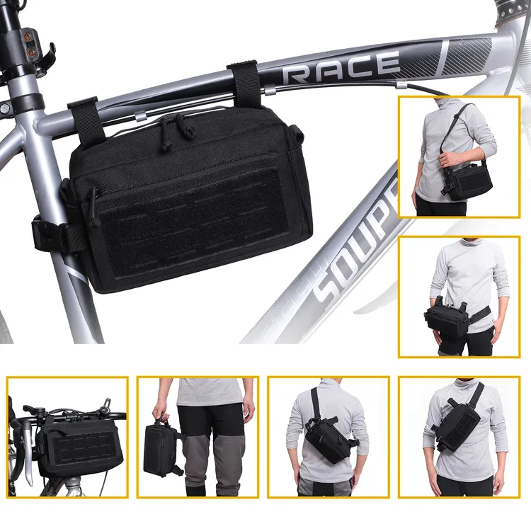 户外战术山地自行车横梁挂包多功能单车前置杂物包骑行工具收纳包