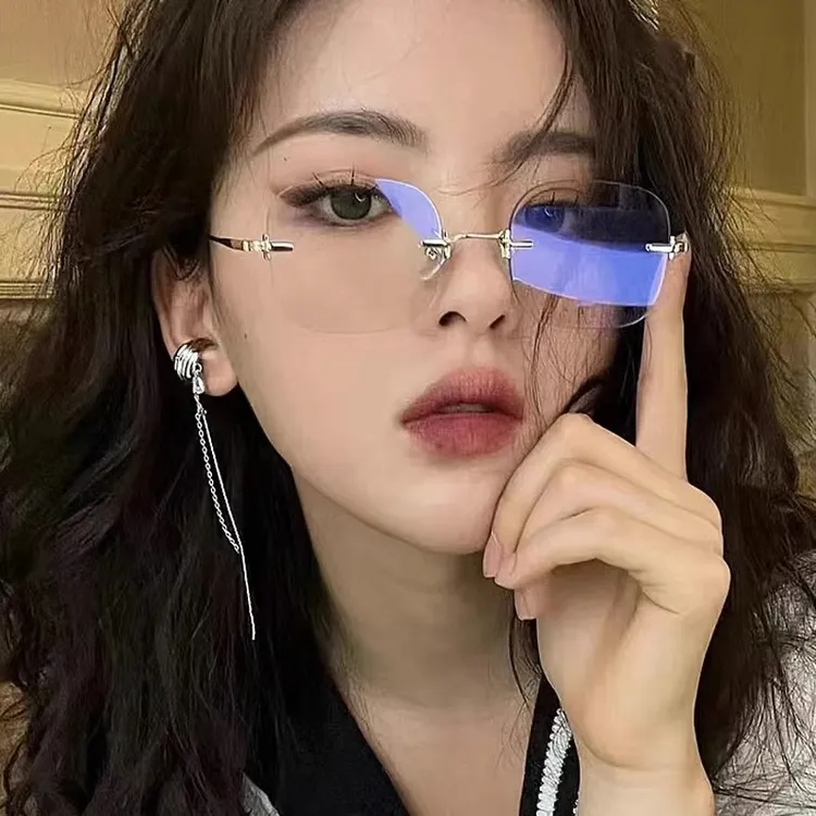 小洛同学纯欲jennie金丝无框眼镜女小框金边无边框近视可配有度数