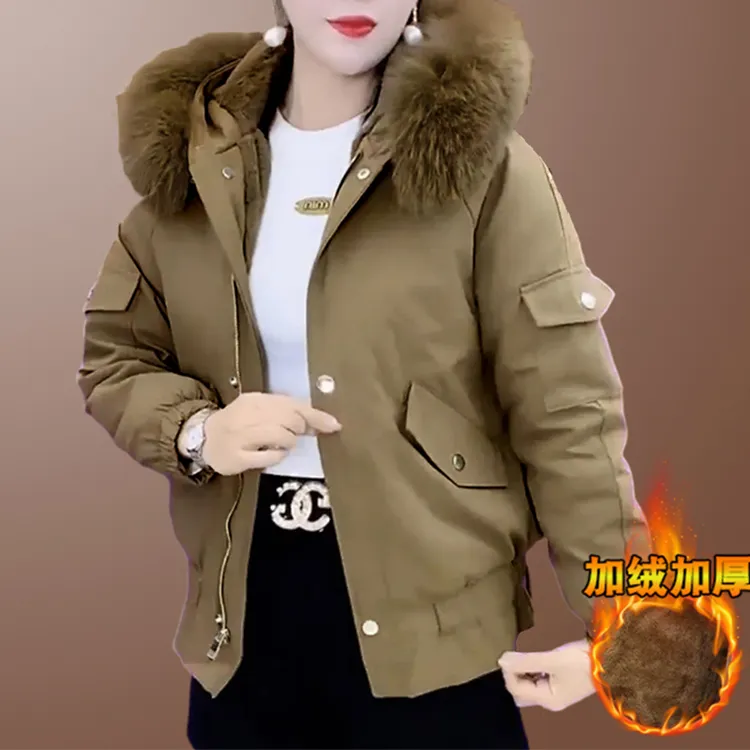 2024年秋冬季新款韩版小个子女士短款设计感外套加绒加厚派克服潮