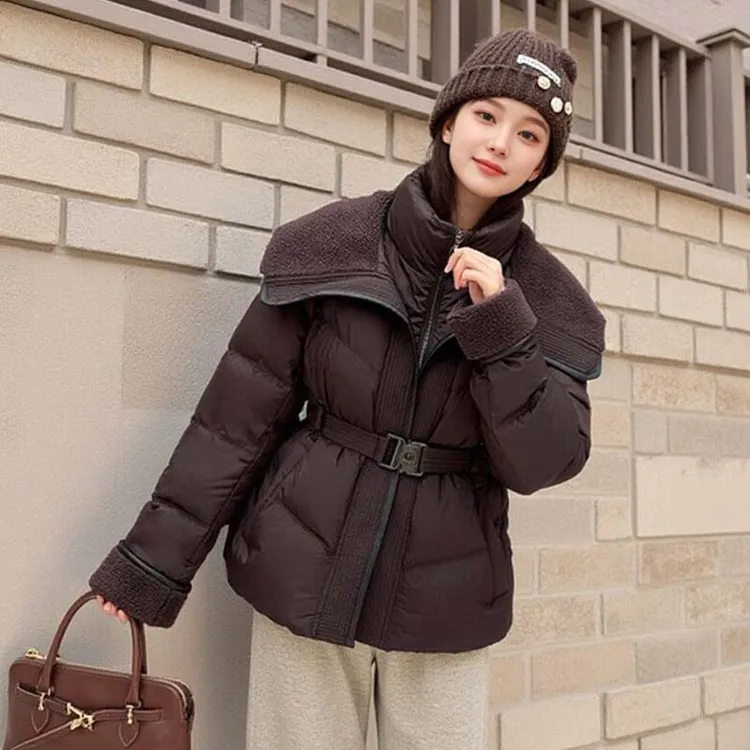 韩版时尚宽松保暖立领棉服女2024年秋冬季新款高级感夹棉加厚外套