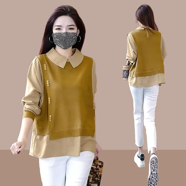 2025春秋新款针织毛衣女士宽松洋气爆款慵懒风假两件上衣时尚女装