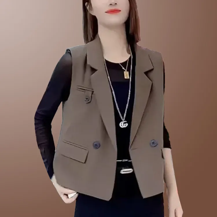 2025年春秋新款小香风马甲女款外穿百搭无袖纯色外穿马夹外套上衣