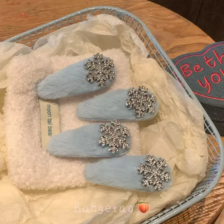 银色雪花发夹女冬季侧边刘海夹秋冬发卡高级感鸭嘴夹夹子头饰