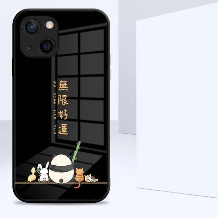 苹果/华为/OPPO/vivo/小米 无限好运玻璃个性创意防摔网红手机壳